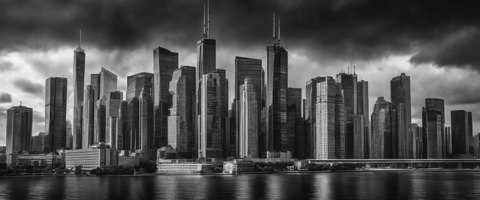 Black and white skyline print