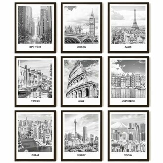 97 Decor Black White City Wall Art Print