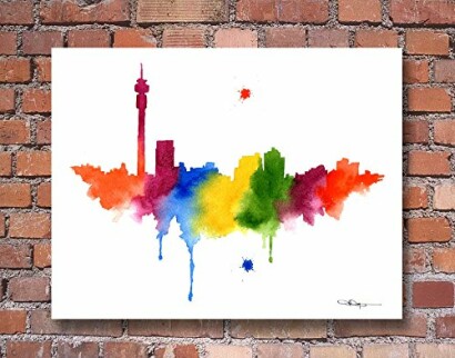 Johannesburg Skyline Abstract Watercolor Art Print