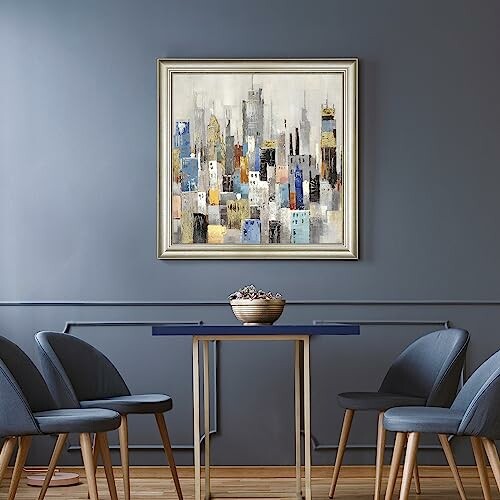 Modern art painting in minimalist dining room