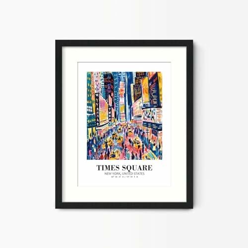 Framed colorful Times Square art print